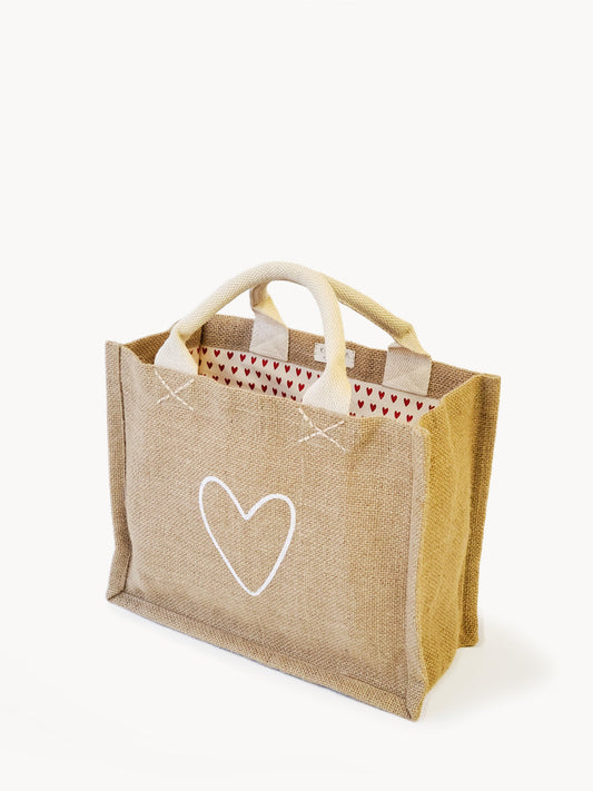 Jute Canvas Gift Bag - Love (S)