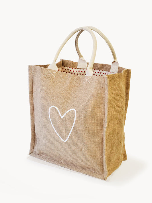 Jute Canvas Gift Bag - Love (L)